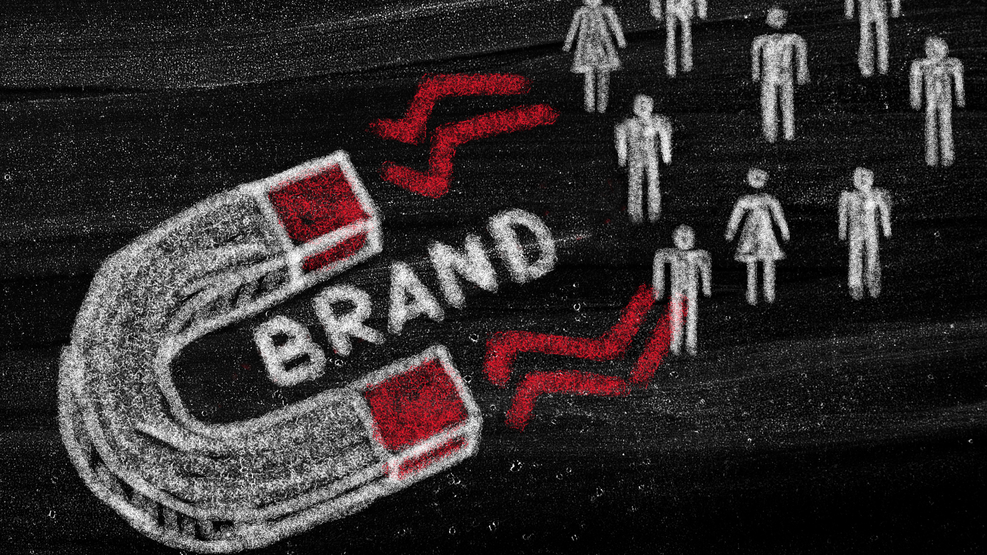Brand magnet attracting people illustration